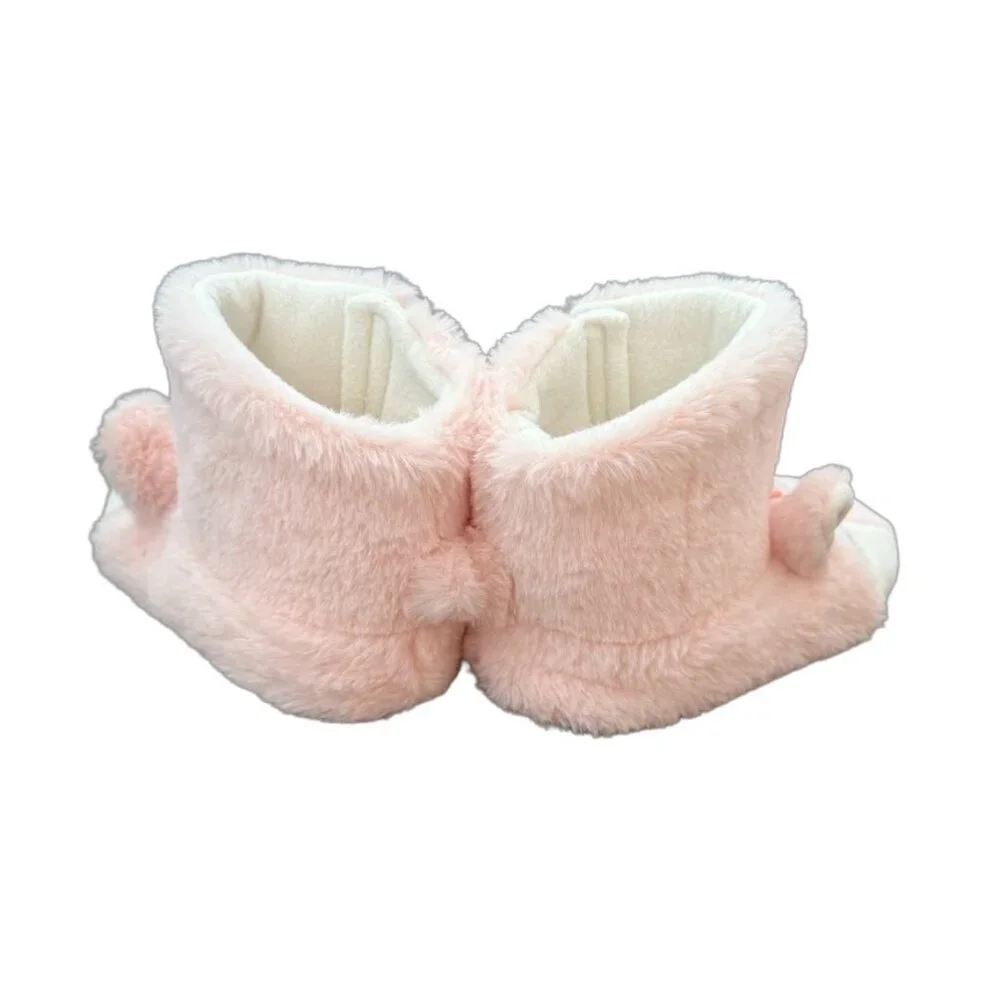 Cat & Jack Llama Animal Face Bootie Slippers Plush Pink Girls XL 11/12